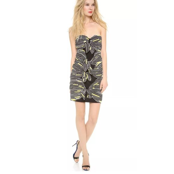 VERONICA BEARD Yellow Black Strapless Dress Size 4 NEW without tags - Picture 2 of 6